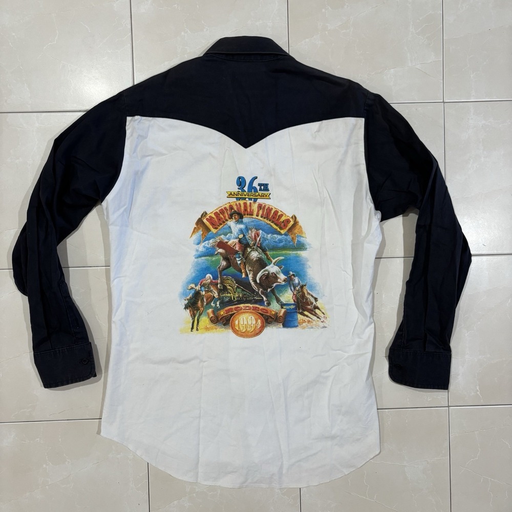 Vintage 90s Wrangler National Rodeo Finals Shirt Men's M Made In USA Rockabilly